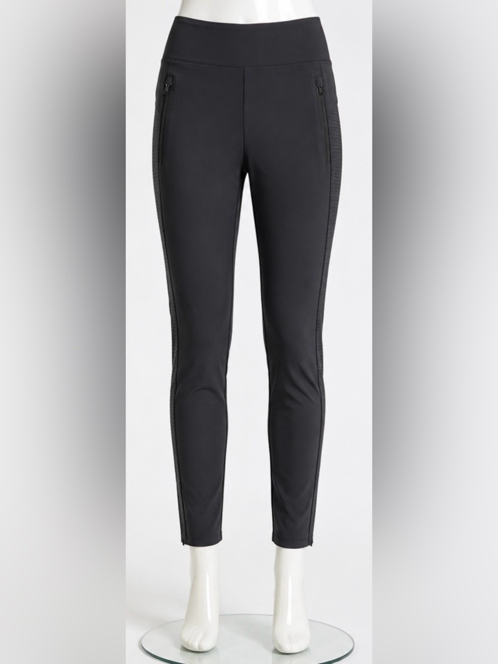 Athleta San Francisco Stretch Leggings Black Tight Yoga Pant Zipper Pockets MP